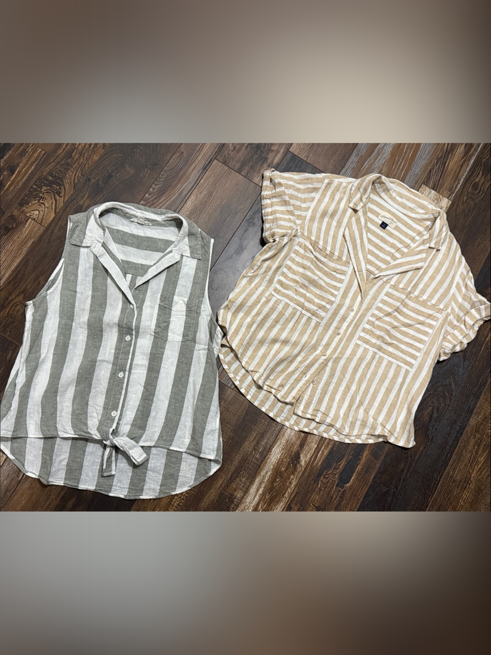 Striped Button-Front Tops
